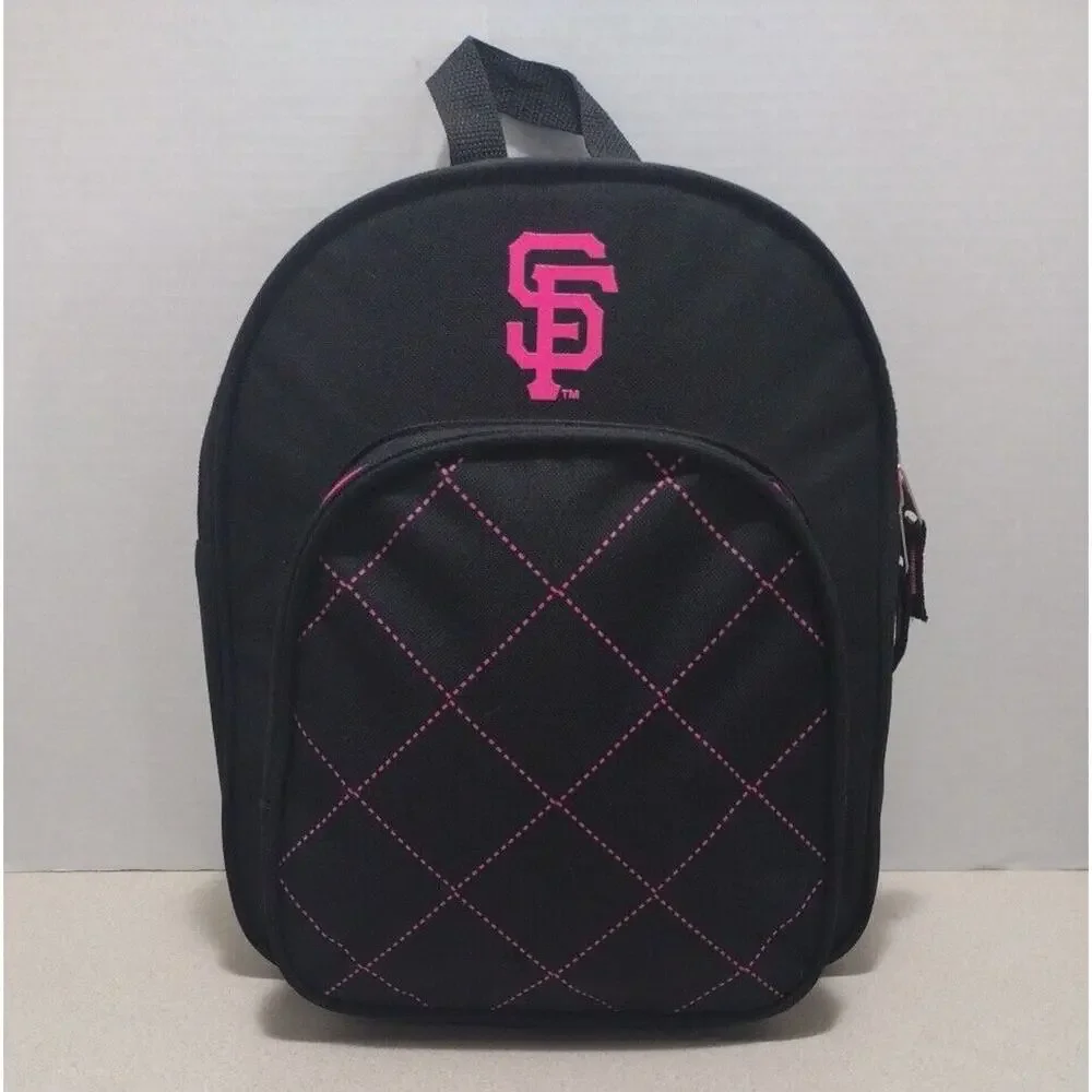 San Francisco Giants Logo Mini Backpack Insulated 2 Pocket Baseball Pink & Black